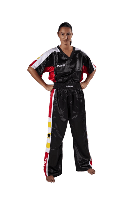 KWON Kickboxanzug Challenge schwarz rot Polyester Kickboxanzug