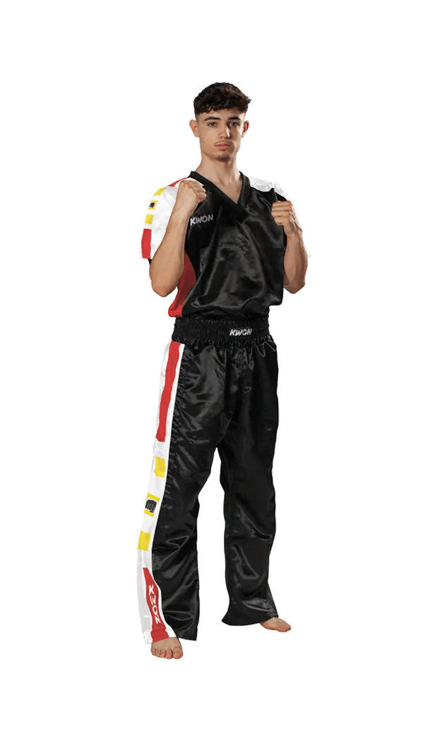 KWON Kickboxanzug Challenge schwarz rot Polyester Kickboxanzug