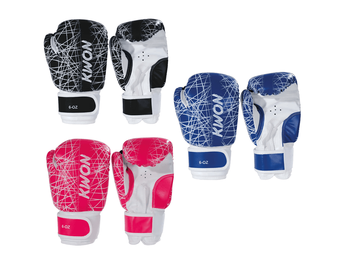 KWON Kinder Boxhandschuhe Neon 6 oz schwarz blau pink