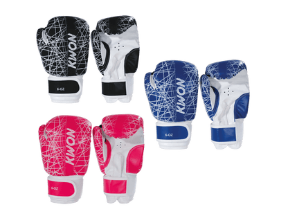 KWON Kinder Boxhandschuhe Neon 6 oz schwarz blau pink