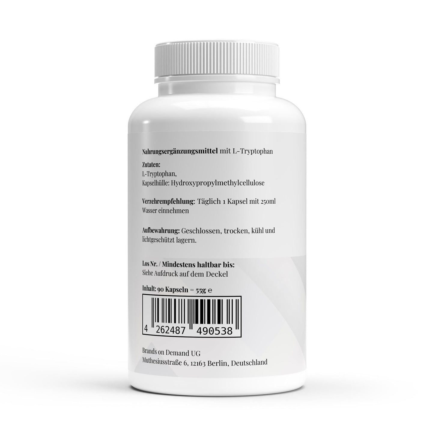 The Force L-Tryptophan 500 mg Kapseln – 90 Stück Verpackung