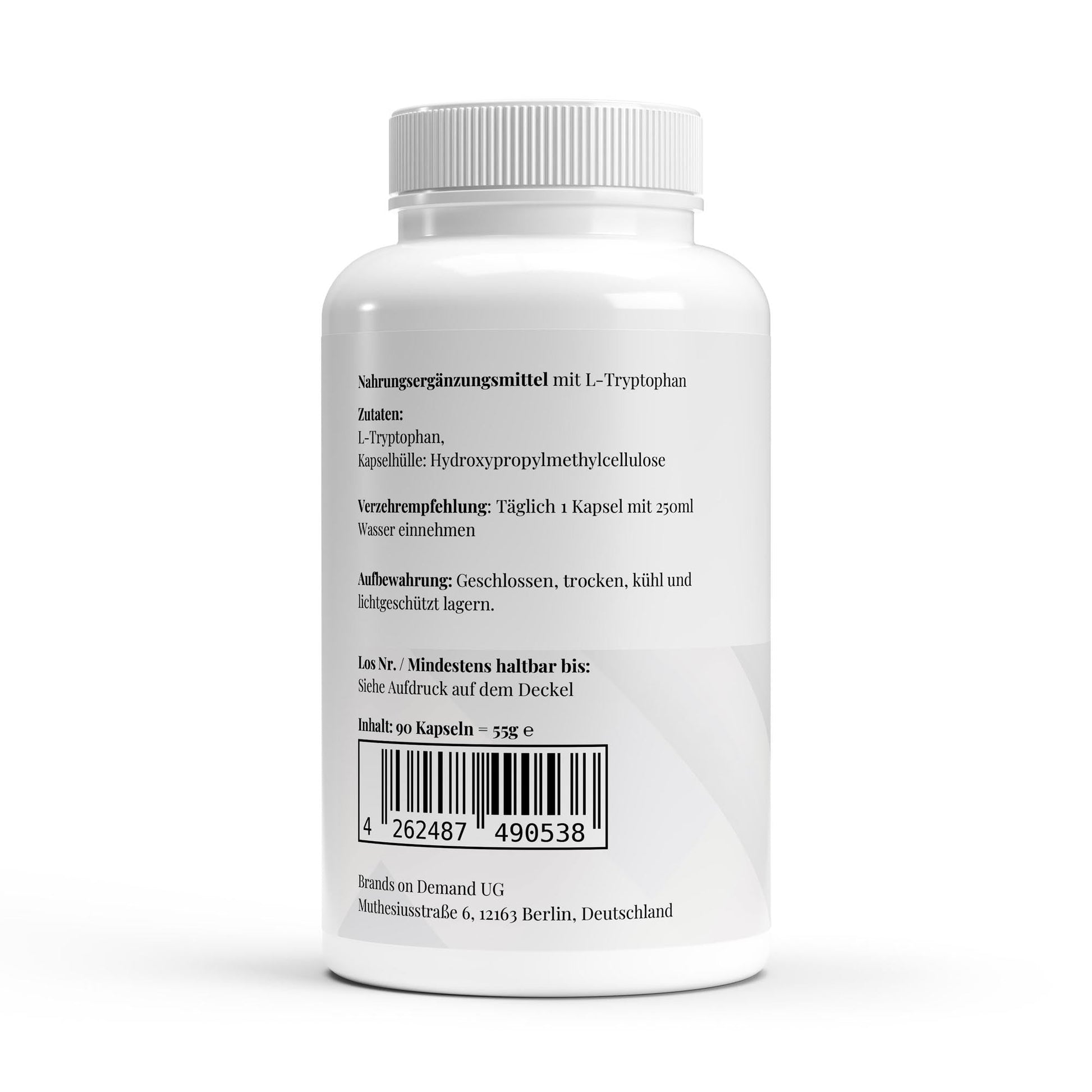 The Force L-Tryptophan 500 mg Kapseln – 90 Stück Verpackung