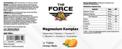 THE FORCE Magnesium Complex bottle – vegan magnesium orange shots 500 ml