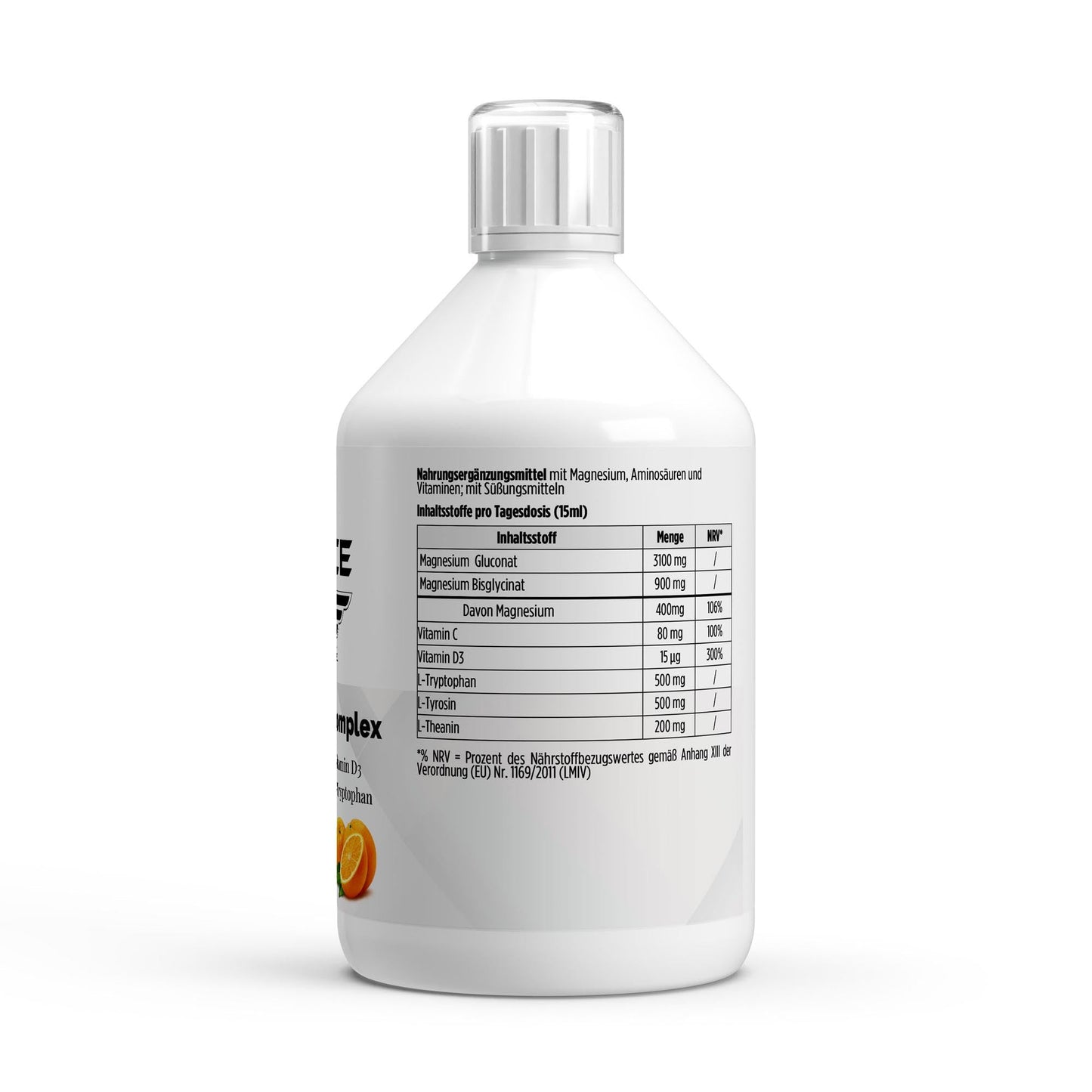 THE FORCE Magnesium Complex bottle – vegan magnesium orange shots 500 ml