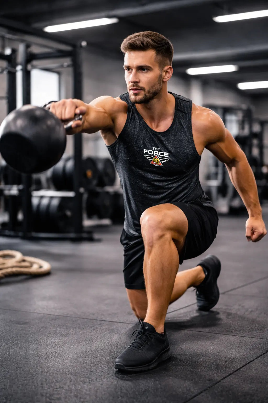 Athlet beim intensiven Fitness Training für Kraft Energie und Performance