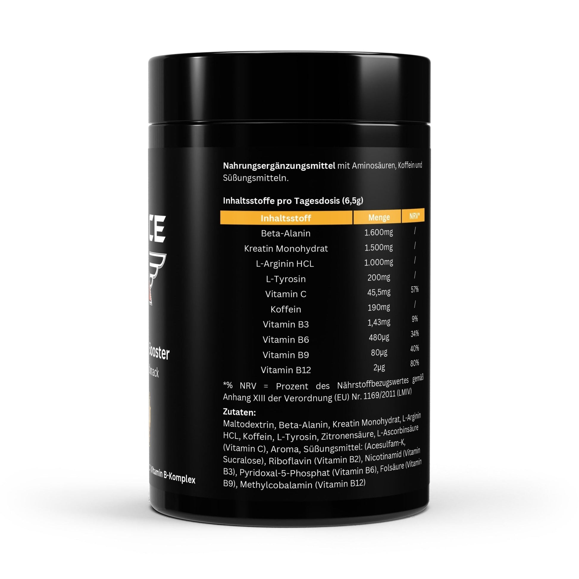 Pre-Workout Booster mit Aminosäuren und Koffein – Orangen Geschmack