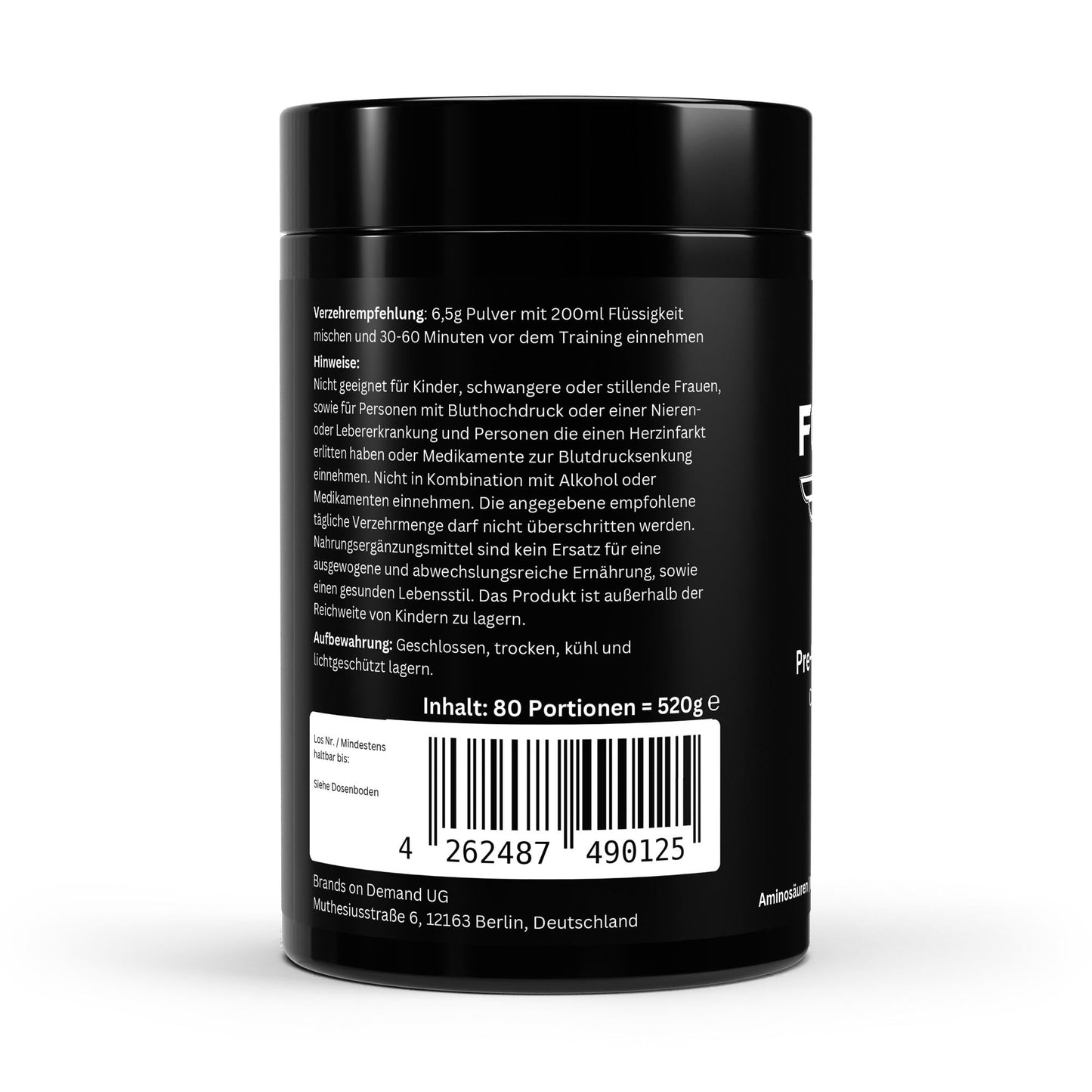 Pre-Workout Booster mit Aminosäuren und Koffein – Orangen Geschmack