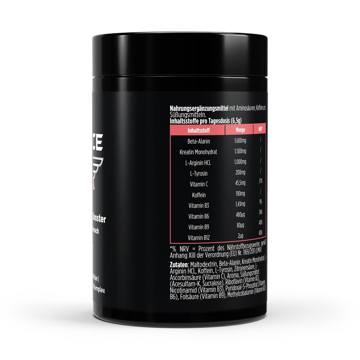 The Force Pre-Workout Booster raspberry flavour powder