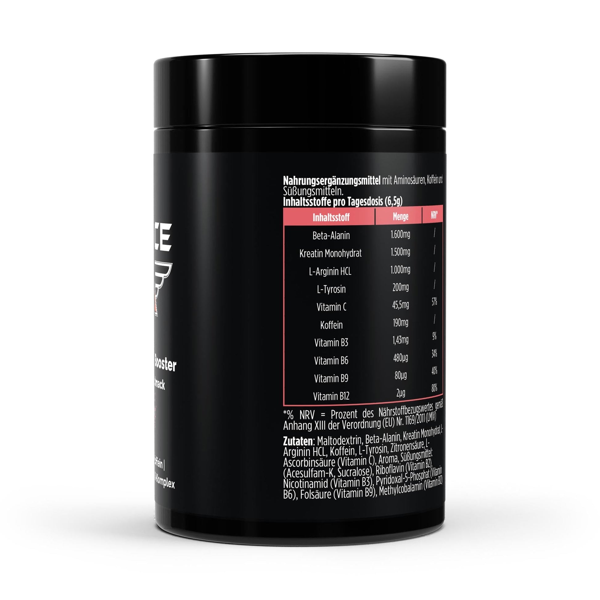 The Force Pre-Workout Booster raspberry flavour powder