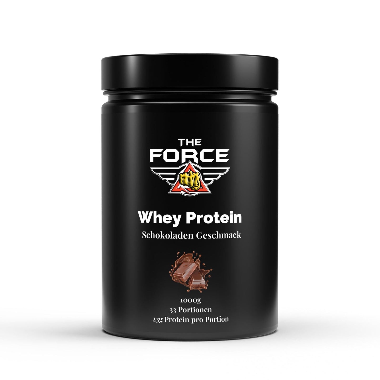 The Force Premium Whey Protein Schokolade – 1000 g Beutel, hochwertiges Molkenprotein mit Schokolade-Geschmack.
