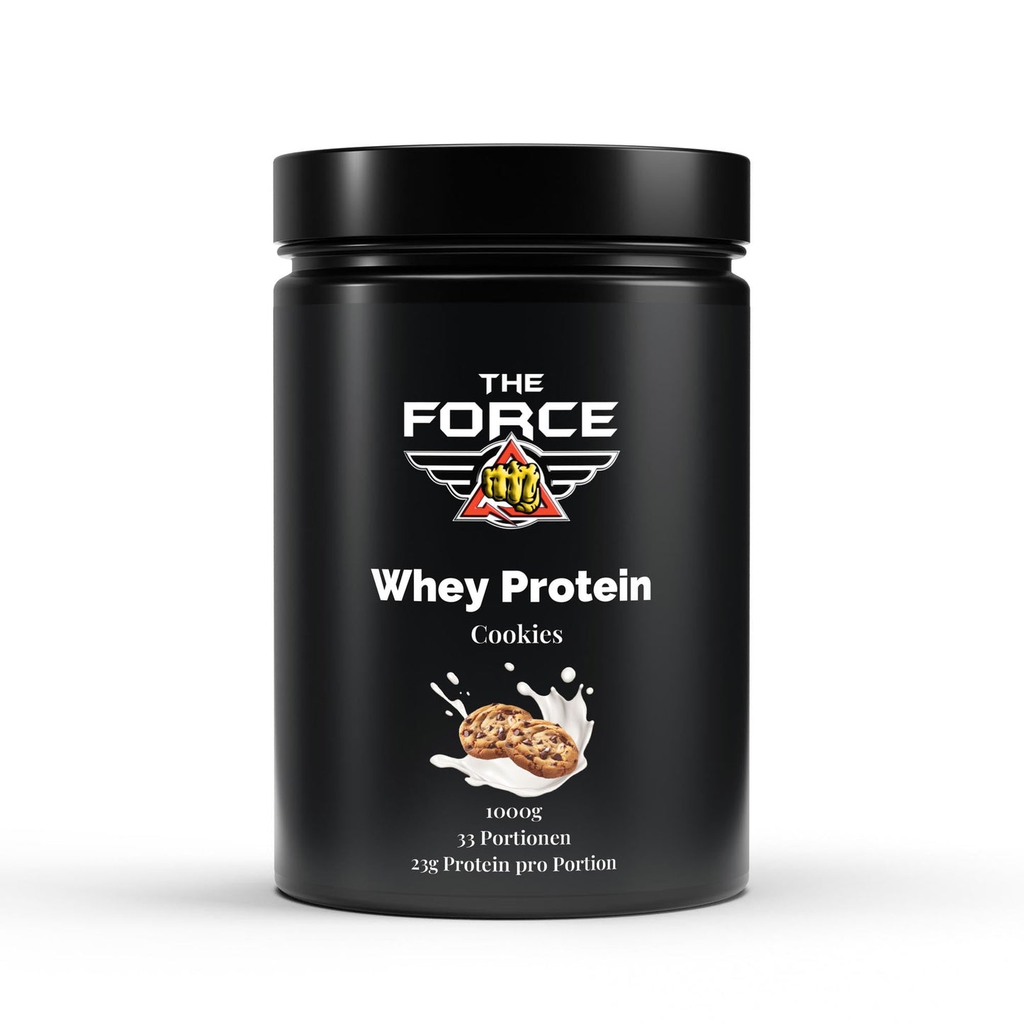 The Force Premium Whey Protein Cookies – 1000 g Beutel, hochwertiges Molkenprotein mit Cookies-Geschmack.