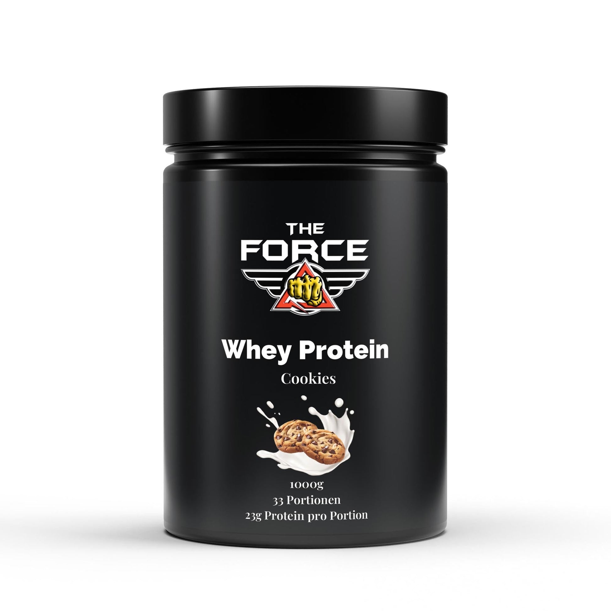 The Force Premium Whey Protein Cookies – 1000 g Beutel, hochwertiges Molkenprotein mit Cookies-Geschmack.