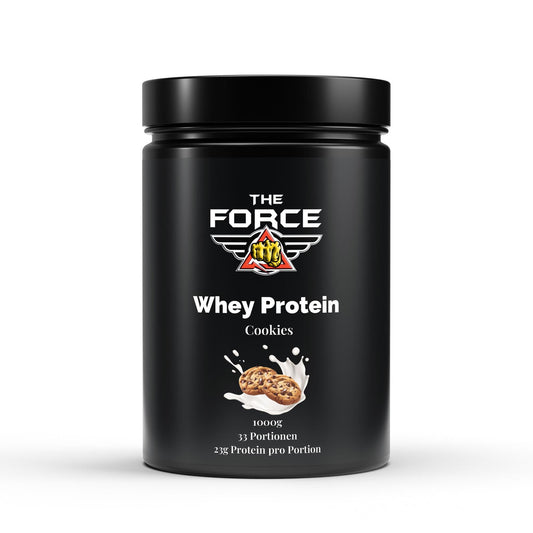 The Force Premium Whey Protein Cookies – 1000 g Beutel, hochwertiges Molkenprotein mit Cookies-Geschmack.