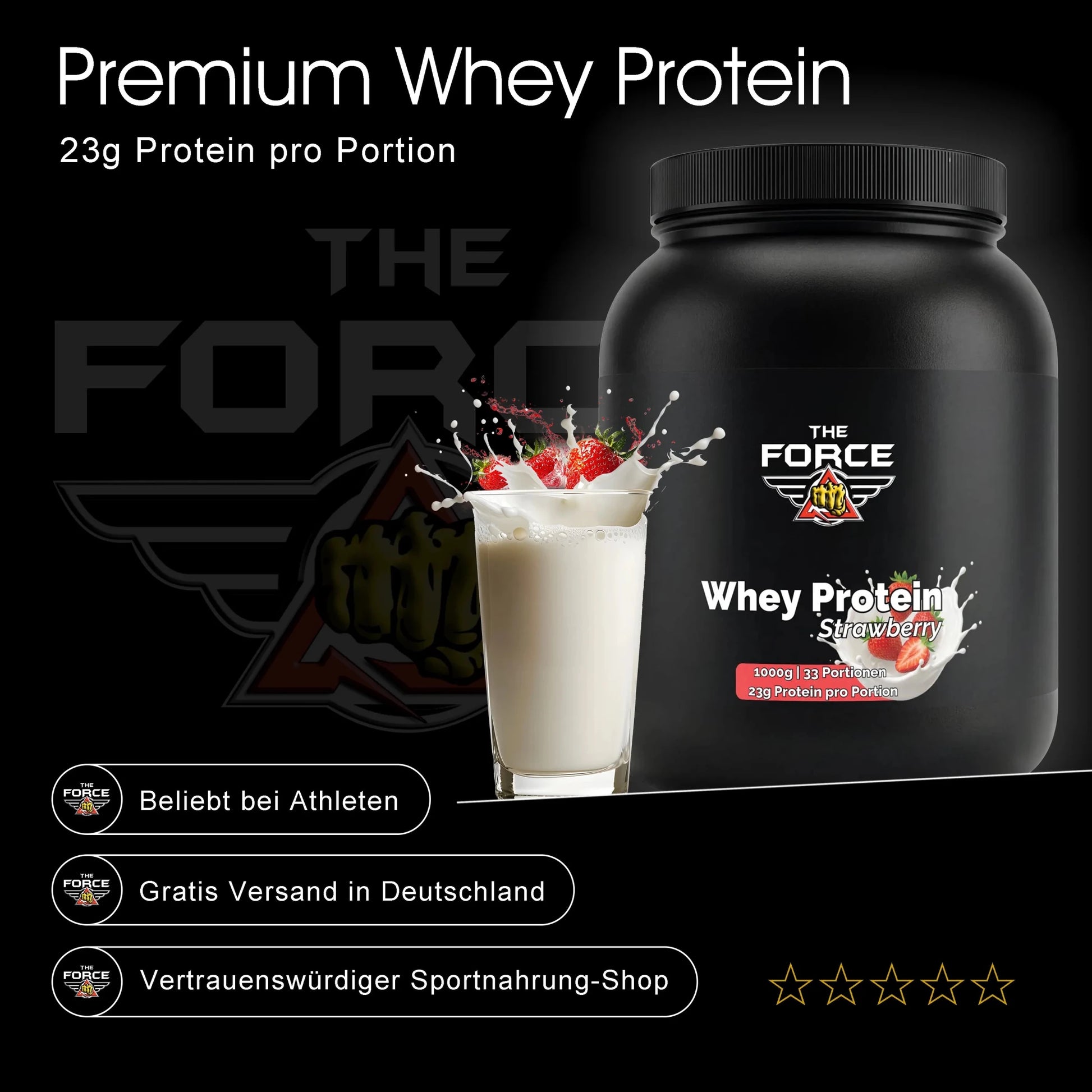 The Force Whey Protein strawberry – high quality whey protein powder