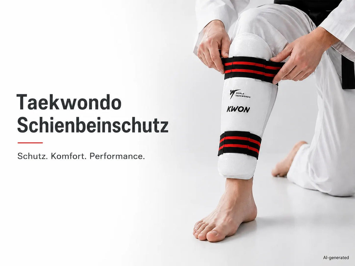 Weißer KWON Schienbeinschutz Evolution WT-anerkannt für Taekwondo