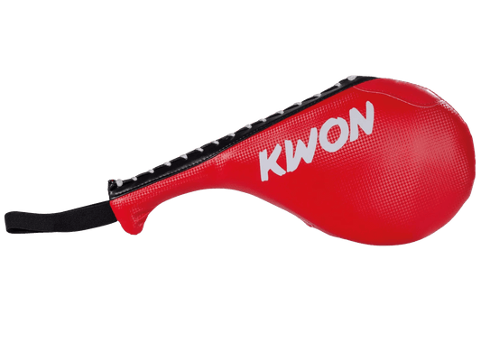Rote KWON Doppel Hand Mitt für Taekwondo Kicktraining, Kickpratze aus strapazierfähigem Kunstleder für High- und Low-Kicks