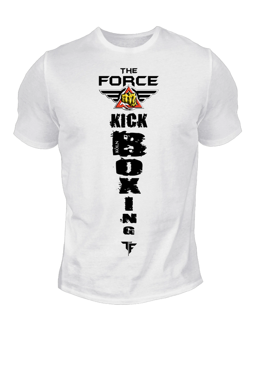 „The Force Unisex Kickboxing T-Shirt – weiß, 100% Baumwolle, ideal für Training und Freizeit“