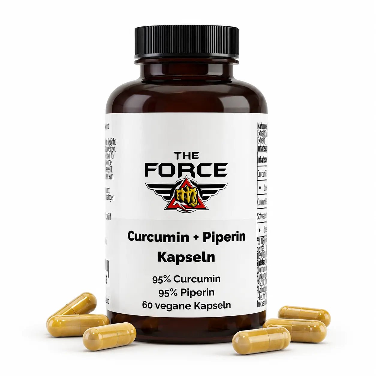 THE FORCE Kurkuma Kapseln – 95% Curcumin + Piperin, 60 vegane Kapseln, Versand aus Deutschland