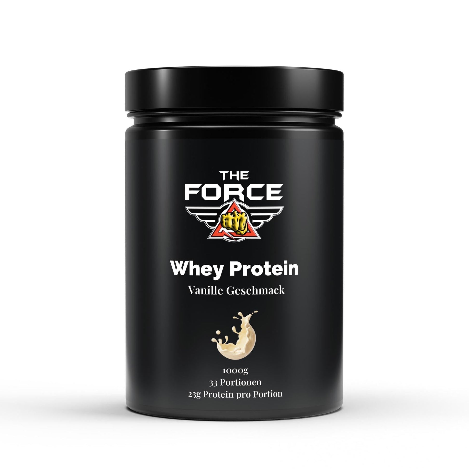 The Force Whey Protein Vanille – 1000 g Beutel, hochwertiges Molkenprotein mit Vanille-Geschmack.