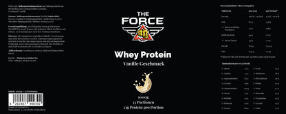 Whey Protein Vanilla Flavor – 1000 g – hochwertige / premium / висококачествена Produkt von / by / от THE FORCE SPORT | THE FORCE SPORT